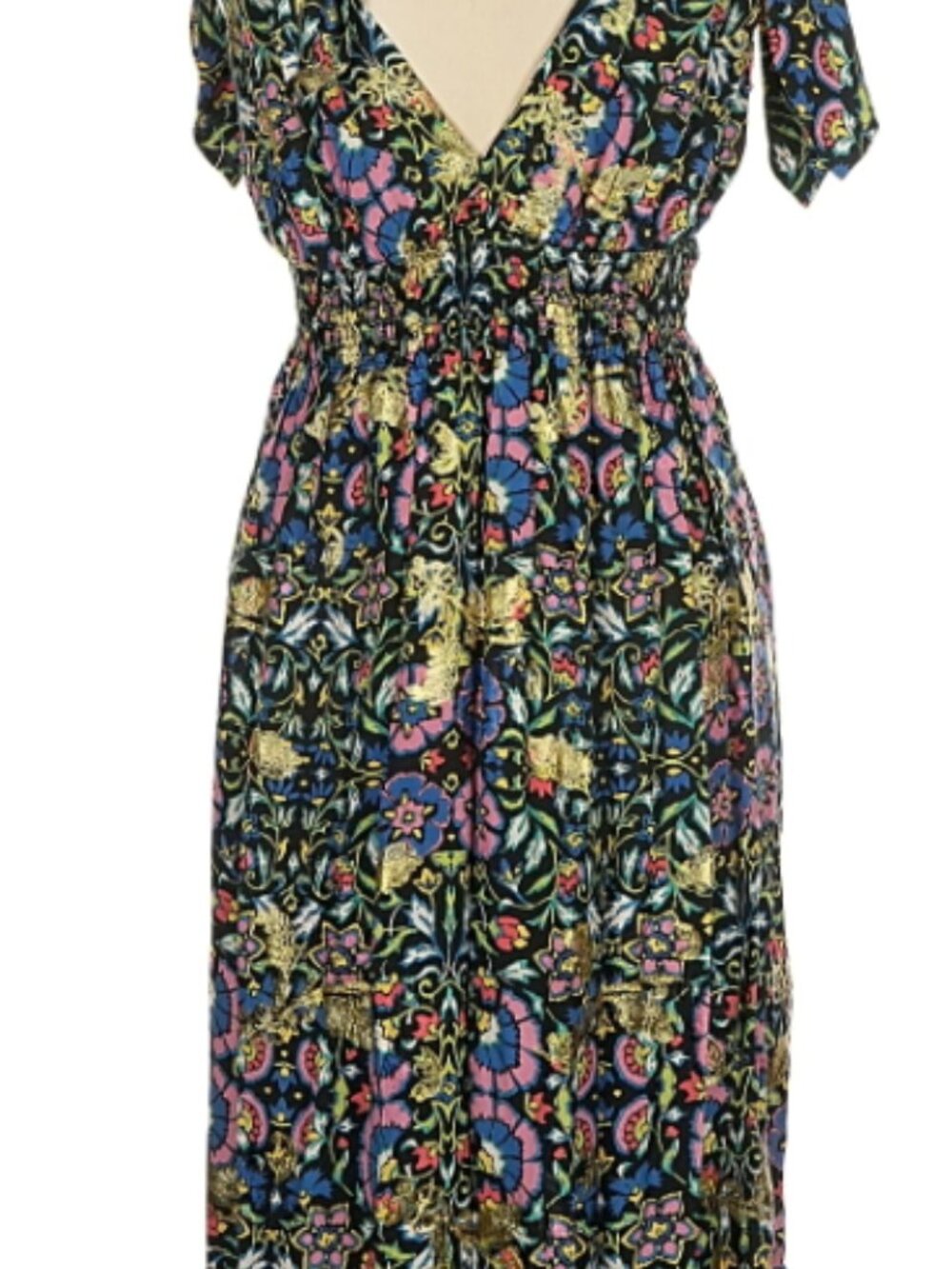 Nicole Miller Women's Mosaic Lurex Smocked Tie Shoulder Dress - Picture 3 of 7